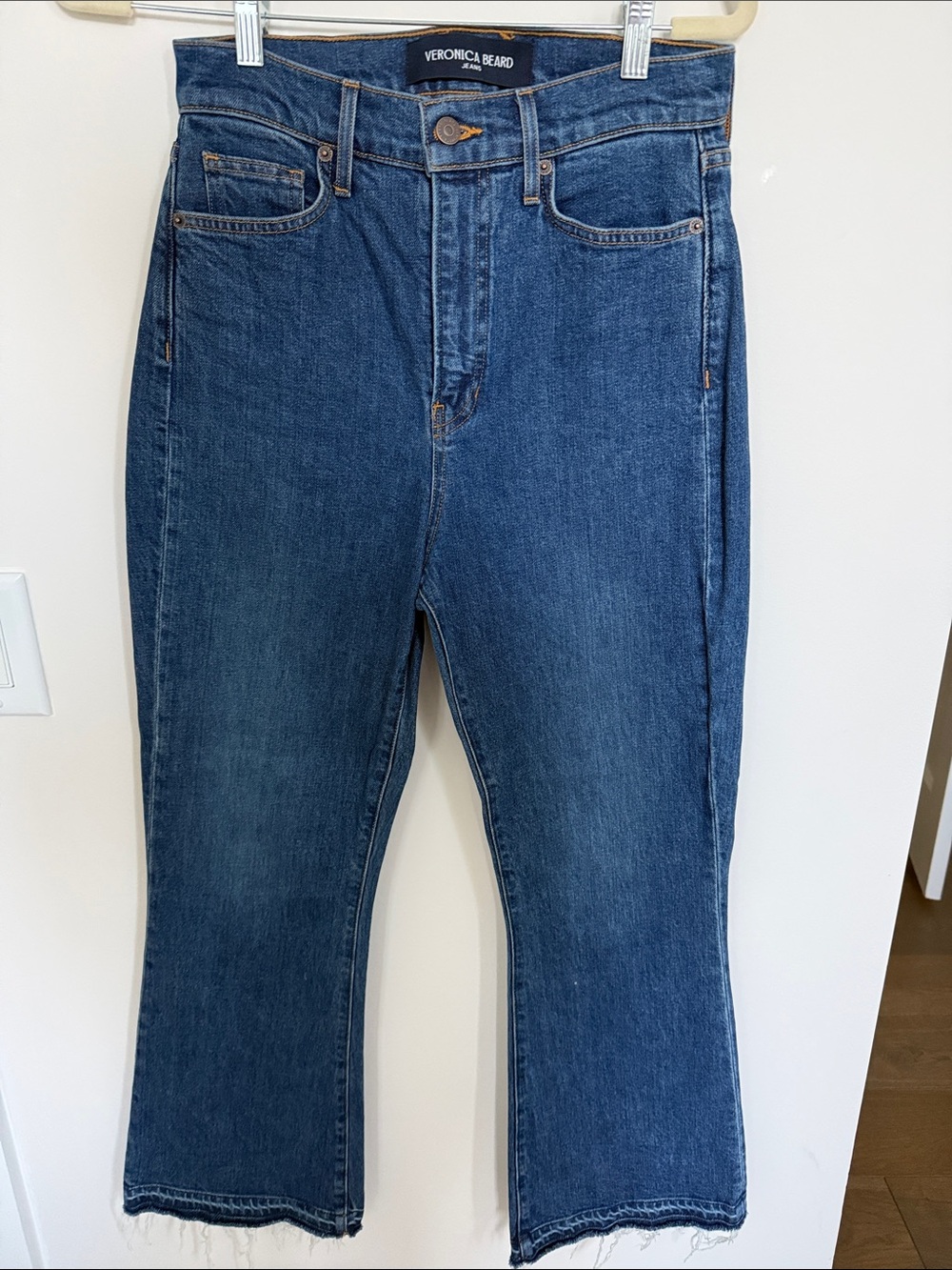 Veronica Beard Carson Released Hem Kick-Flare Raw Jeans in Thriller
